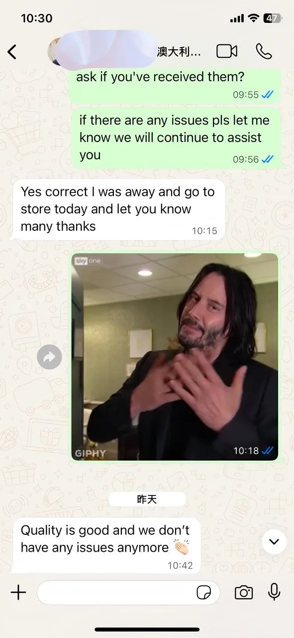 Feedback de la clientul nostru australian: Calitatea este cea mai bună comunicare